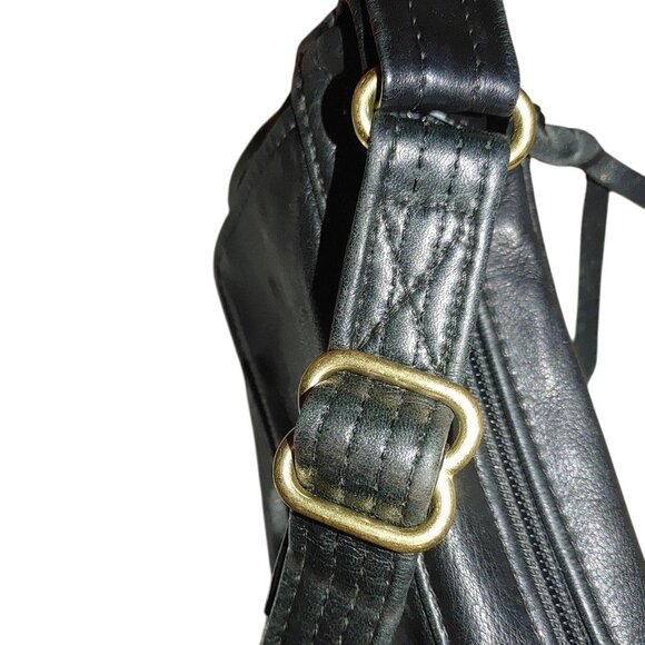 Crossbody Grace Leathers USA Vintage Shoulder Purse Black Adjustable Strap - Picture 10 of 12